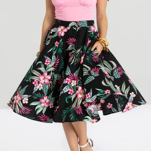 Hell Bunny Kalani 50’s Tropical Flower Pinup Swing Skirt 2X — fits 1X - Picture 10 of 15